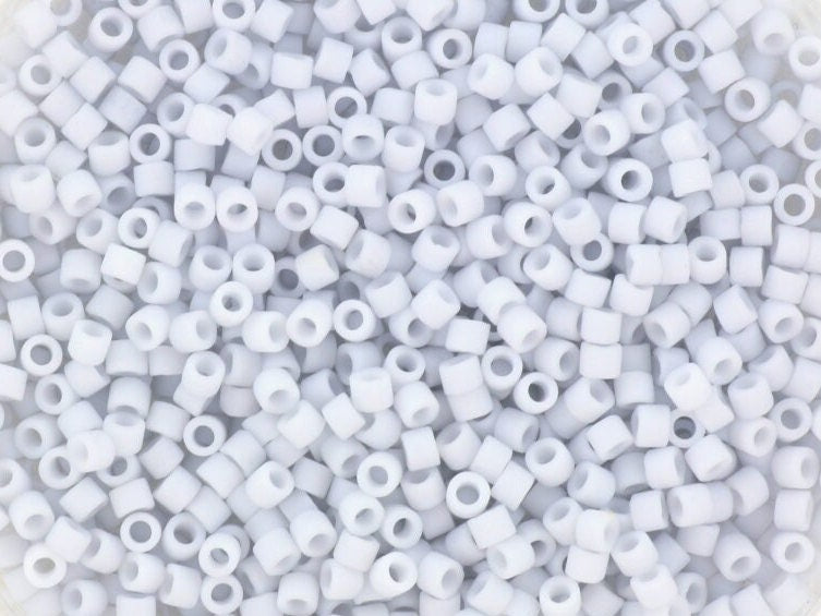 Miyuki Delica beads opaque matte pale blue gray, 5g 11/0 DB357, cylindrical beads, opaque light gray Miyuki DB 357, Miyuki pastel colors