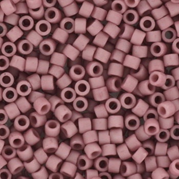 Miyuki Delica beads opaque glazed frosted mauve, 5g 11/0 DB2294, cylindrical beads, matte luster violet, dark pink, color DB 2294