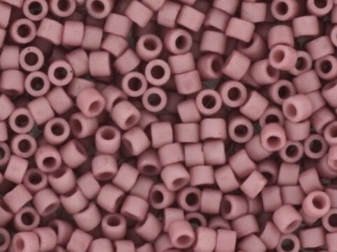 Miyuki Delica beads opaque glazed frosted mauve, 5g 11/0 DB2294, cylindrical beads, matte luster violet, dark pink, color DB 2294