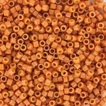 Miyuki Delica beads duracoat opaque dyed cedar, 5g 11/0 color DB 2107, cylindrical beads, Miyuki opaque orange DB2107