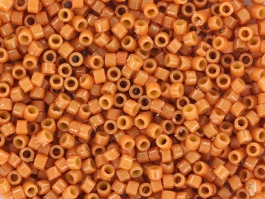 Miyuki Delica beads duracoat opaque dyed cedar, 5g 11/0 color DB 2107, cylindrical beads, Miyuki opaque orange DB2107