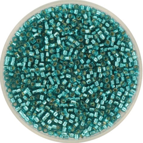 Miyuki Delica beads silverlined caribbean teal, 5g 11/0 DB1208, cylindrical beads, transparent blue Miyuki, DB 1208 turquoise silverlined