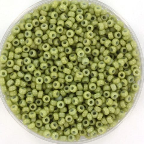 Miyuki seed beads 11/0, duracoat opaque fennel green 4473 10g, japanese beads, 2mm green beads, green glass beads