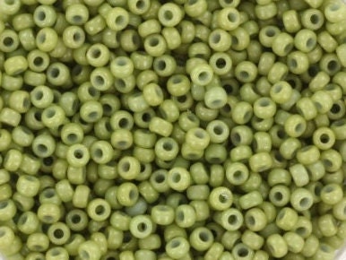 Miyuki seed beads 11/0, duracoat opaque fennel green 4473 10g, japanese beads, 2mm green beads, green glass beads