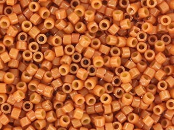 Miyuki Delica beads duracoat opaque dyed cedar, 5g 11/0 color DB 2107, cylindrical beads, Miyuki opaque orange DB2107