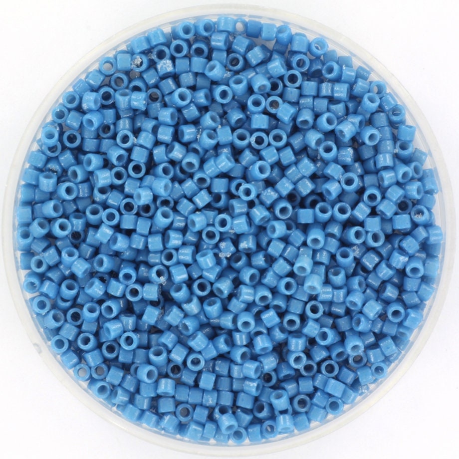 Miyuki Delica beads duracoat opaque dyed juniper berry, 5g 11/0 color DB 2135, cylindrical beads, Miyuki opaque blue DB2135