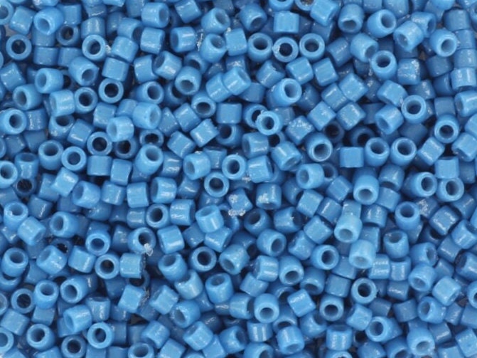 Miyuki Delica beads duracoat opaque dyed juniper berry, 5g 11/0 color DB 2135, cylindrical beads, Miyuki opaque blue DB2135