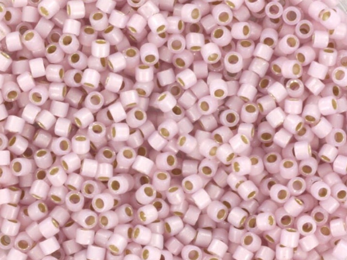 Miyuki Delica beads silverlined opal pale rose, light pink, 5g 11/0 color DB 1457, cylindrical beads, silverlined pastel pink DB1457