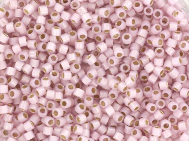 Miyuki Delica beads silverlined opal pale rose, light pink, 5g 11/0 color DB 1457, cylindrical beads, silverlined pastel pink DB1457