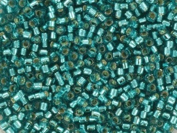 Miyuki Delica beads silverlined caribbean teal, 5g 11/0 DB1208, cylindrical beads, transparent blue Miyuki, DB 1208 turquoise silverlined