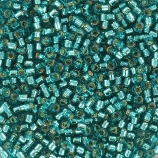 Miyuki Delica beads silverlined caribbean teal, 5g 11/0 DB1208, cylindrical beads, transparent blue Miyuki, DB 1208 turquoise silverlined