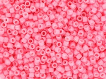 Miyuki Delica beads duracoat opaque dyed carnation, color DB 2117, cylindrical beads, DB 2117 pink