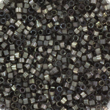 Miyuki Delica beads silk satin dyed rustic gray, color DB 1818, cylindrical beads, DB 1818 dark gray