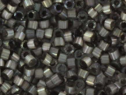 Miyuki Delica beads silk satin dyed rustic gray, color DB 1818, cylindrical beads, DB 1818 dark gray