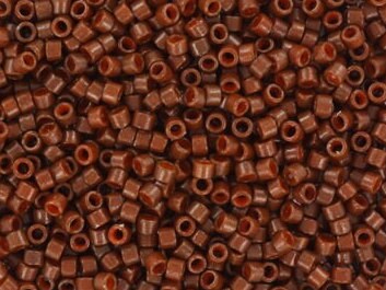 Miyuki Delica beads duracoat opaque dyed cognac, color DB 2142, cylindrical beads, DB 2142 brown