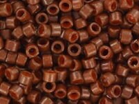 Miyuki Delica beads duracoat opaque dyed cognac, color DB 2142, cylindrical beads, DB 2142 brown