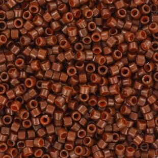 Miyuki Delica beads duracoat opaque dyed cognac, color DB 2142, cylindrical beads, DB 2142 brown