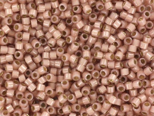 Miyuki Delica beads silverlined opal shell, light pink, 5g 11/0 color DB 1459, cylindrical beads