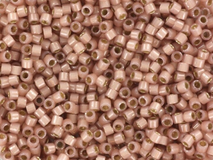 Miyuki Delica beads silverlined opal shell, light pink, 5g 11/0 color DB 1459, cylindrical beads