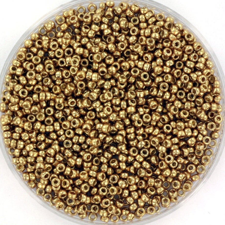 Miyuki seed beads duracoat galvanized champagne size 15/0 4204, beads from japan, round rocailles, high quality beads, small gold beads