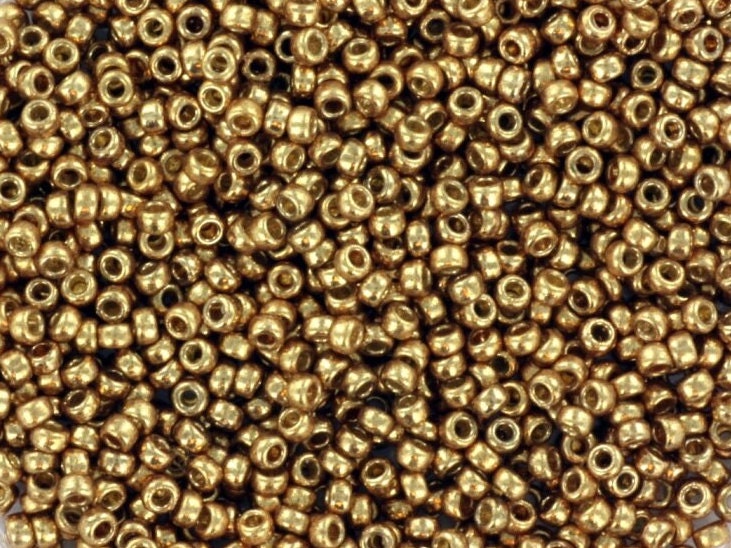 Miyuki seed beads duracoat galvanized champagne size 15/0 4204, beads from japan, round rocailles, high quality beads, small gold beads