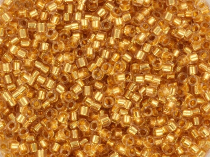 Miyuki Delica beads 24kt gold lined crystal, 5g 11/0 DB 2521, beads for jewelry making, gold plated beads