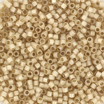 Miyuki Delica beads silverlined opal light honey, light brown, 5g 11/0 color DB 1458, cylindrical beads, silverlined milky beige DB1458