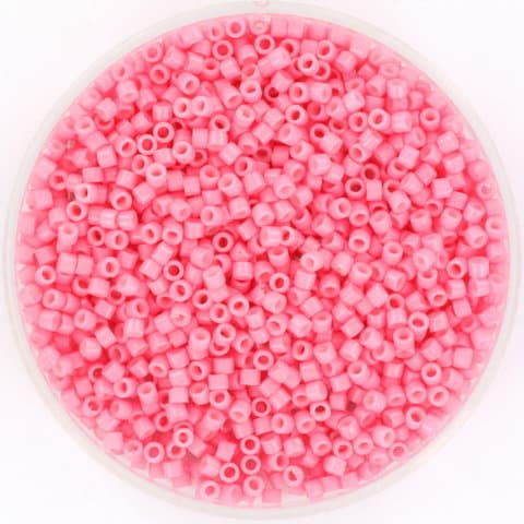 Miyuki Delica beads duracoat opaque dyed carnation, color DB 2117, cylindrical beads, DB 2117 pink