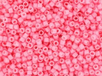 Miyuki Delica beads duracoat opaque dyed carnation, color DB 2117, cylindrical beads, DB 2117 pink