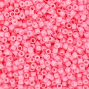 Miyuki Delica beads duracoat opaque dyed carnation, color DB 2117, cylindrical beads, DB 2117 pink