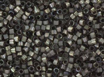 Miyuki Delica beads silk satin dyed rustic gray, color DB 1818, cylindrical beads, DB 1818 dark gray