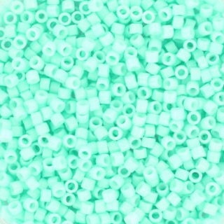 Miyuki Delica beads duracoat opaque dyed catalina, color DB 2122, cylindrical beads, DB 2122 light green