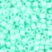 Miyuki Delica beads duracoat opaque dyed catalina, color DB 2122, cylindrical beads, DB 2122 light green