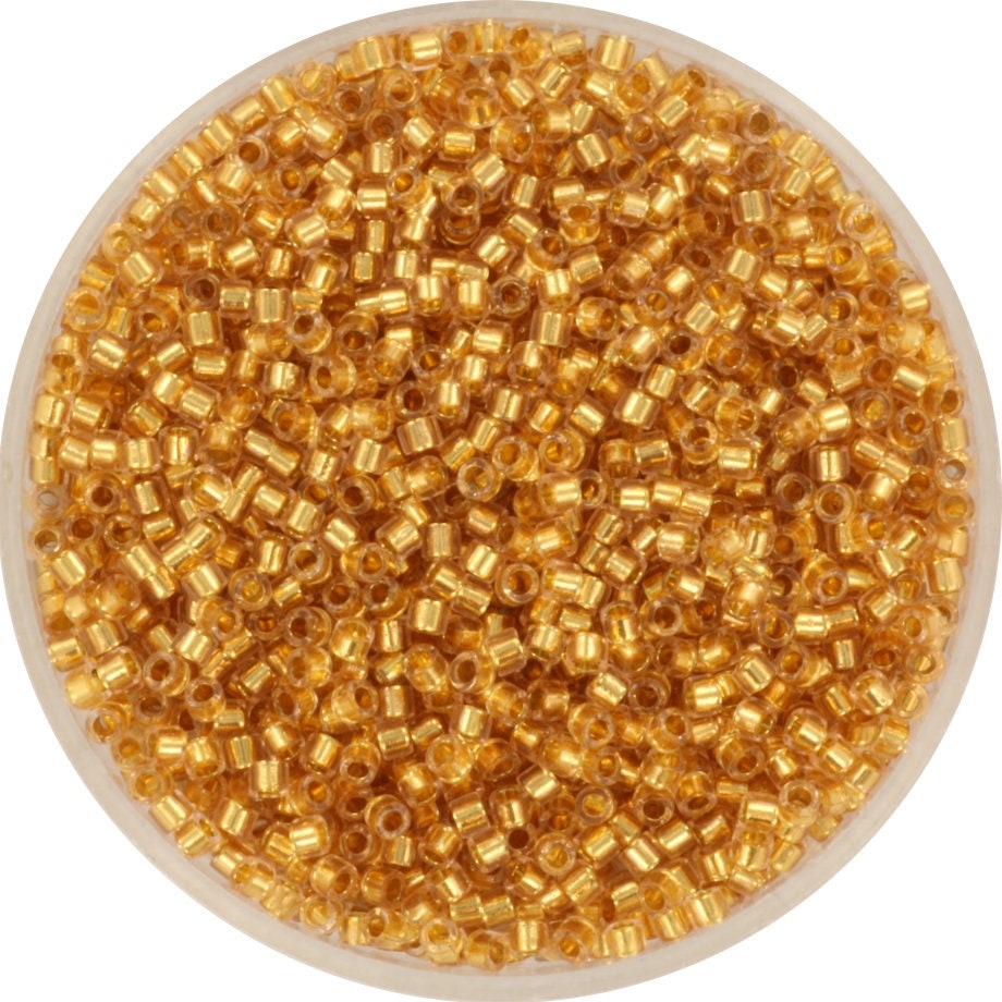 Miyuki Delica beads 24kt gold lined crystal, 5g 11/0 DB 2521, beads for jewelry making, gold plated beads