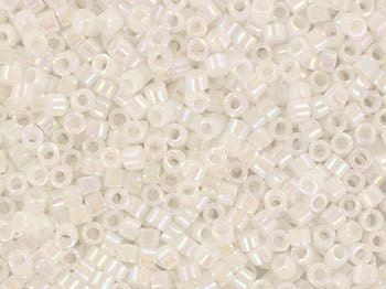 Miyuki Delica beads opaque ab white pearl, 5g 11/0 color DB 202, cylindrical beads, Miyuki white beads, Miyuki white luster