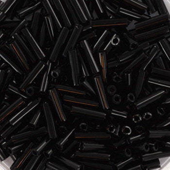 Miyuki bugles 6mm, opaque black, color 401, beads from japan, tube shaped beads, long beads, japanese beads