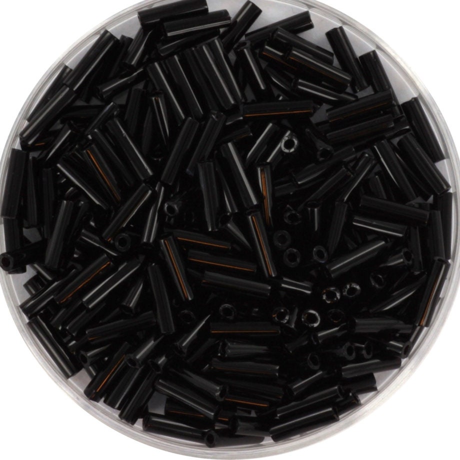 Miyuki bugles 6mm, opaque black, color 401, beads from japan, tube shaped beads, long beads, japanese beads