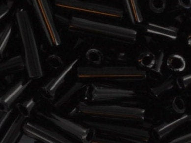 Miyuki bugles 6mm, opaque black, color 401, beads from japan, tube shaped beads, long beads, japanese beads