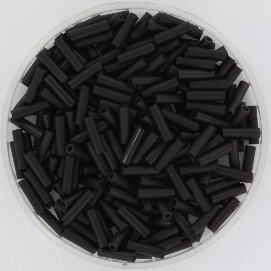 Miyuki bugles 6mm, opaque matte black, color 401F, beads from japan, tube shaped beads, long beads, japanese beads