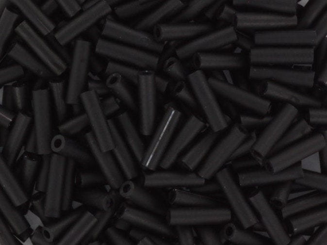 Miyuki bugles 6mm, opaque matte black, color 401F, beads from japan, tube shaped beads, long beads, japanese beads