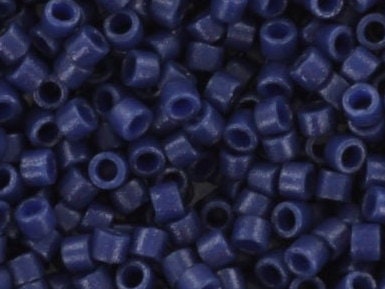 Miyuki Delica beads duracoat opaque dyed navy blue, 5g 11/0 color DB 2143, cylindrical beads, Miyuki opaque blue DB2143, Delicas dark blue