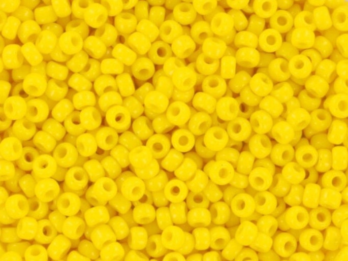 10g Miyuki seed beads 11/0, opaque dark yellow 404D, japanese beads, color yellow beads, size 2mm