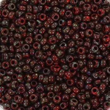 Miyuki seed beads 11/0, opaque picasso red 4513 10g, japanese beads, 2mm small beads, marbled red seed beads