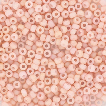 10g Miyuki seed beads 11/0, opaque matte tea rose 2036, japanese beads, light pink beads, pastel pink beads