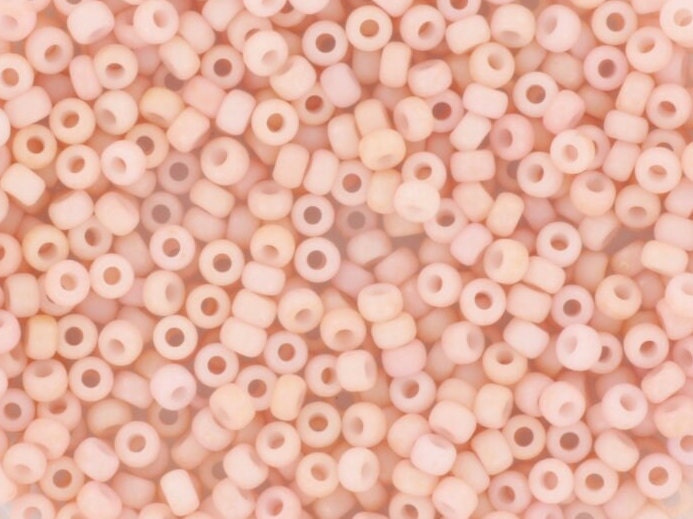 10g Miyuki seed beads 11/0, opaque matte tea rose 2036, japanese beads, light pink beads, pastel pink beads