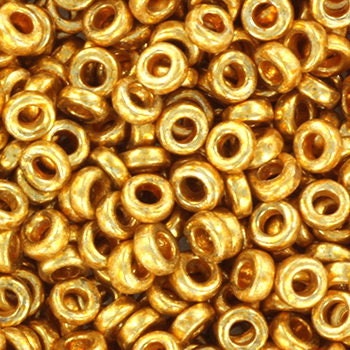 5g Miyuki spacer beads 3 x 1.3 mm, duracoat galvanized gold, color 4202, beads from japan, donut shaped beads