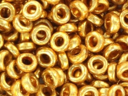 5g Miyuki spacer beads 3 x 1.3 mm, duracoat galvanized gold, color 4202, beads from japan, donut shaped beads