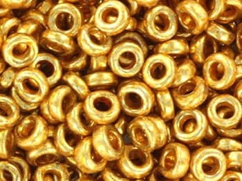 5g Miyuki spacer beads 3 x 1.3 mm, duracoat galvanized gold, color 4202, beads from japan, donut shaped beads