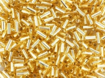 Miyuki bugles 3mm, silverlined gold, color 3, beads from japan, tube shaped beads, long beads, japanese beads