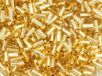 Miyuki bugles 3mm, silverlined gold, color 3, beads from japan, tube shaped beads, long beads, japanese beads